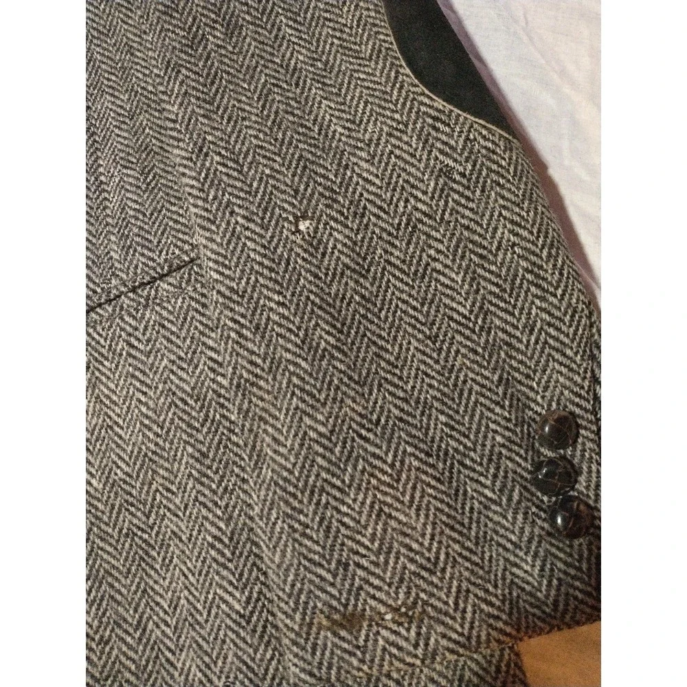 HARRIS TWEED Size 44 VTG Handwoven 100% Pure Scottish Wool Blazer Jacket DAMAGED